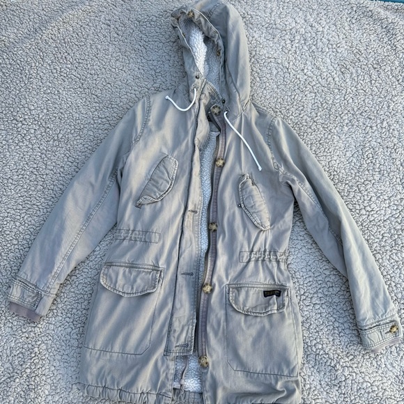 Abercrombie & Fitch Size XS Faux Fur Trim Hood Utility Parka Jacket - Picture 2 of 5
